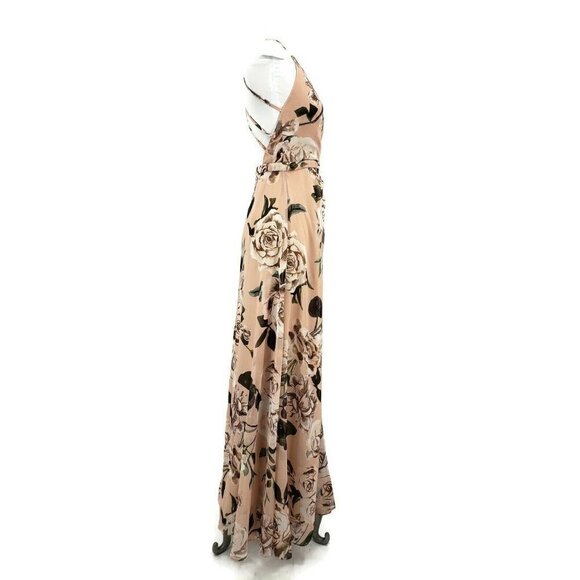 Fame & Partners  Floral Maxi Dress Womens 4 Strappy Pink Roses Wrap Front - Picture 6 of 9